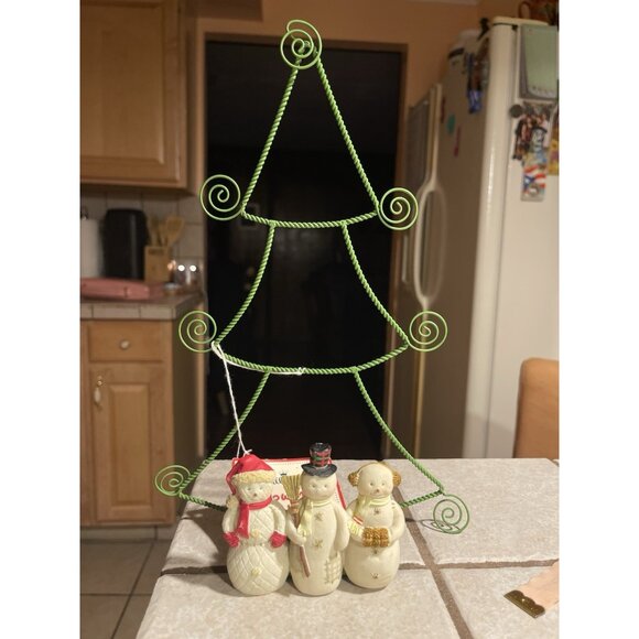 HALLMARK Christmas Tree Card/Photo Holder Display 3 Snowman Green Metal Wire 12" - Picture 10 of 13